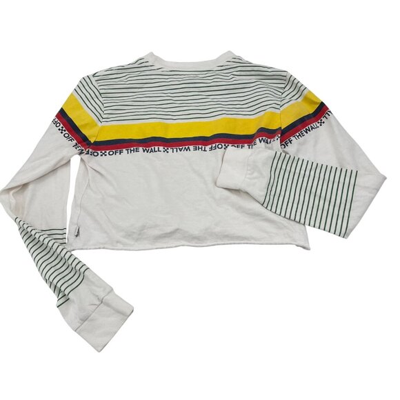 VANS Off The Wall Long Sleeve Striped T-Shirt White Green Yellow Red Small Skate - Picture 5 of 5